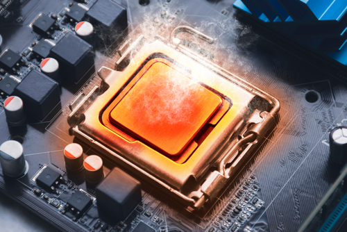 The,cpu,processor,chip,overheats,and,burns,in,the,socket